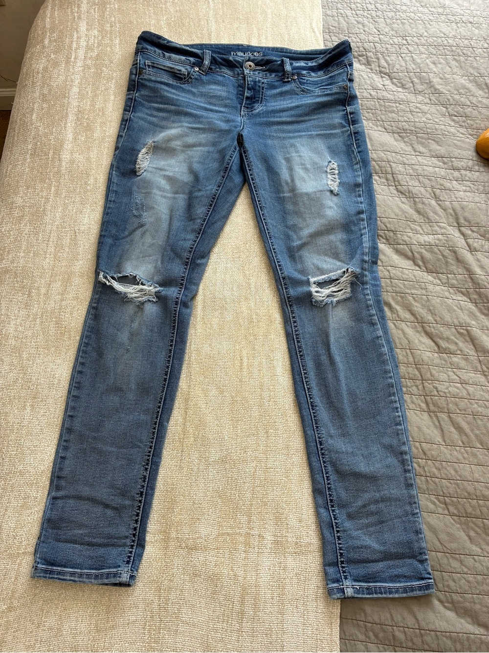 Maurices Women's Distressed Skinny Jeans - Medium Blue